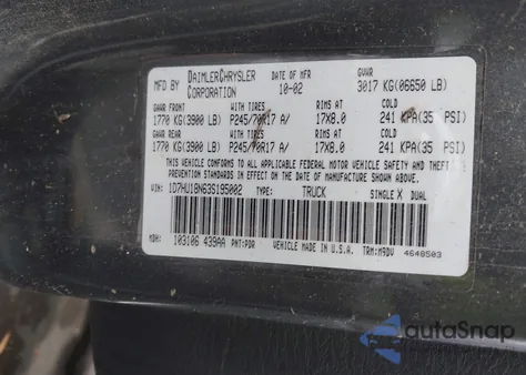 2003 Dodge Ram 1500 St/Slt z USA, uszkodzony, nr VIN 1D7HU18N63S195002